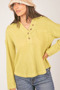 BABY CABLE KNIT DROP SHOULDER TOP LIME