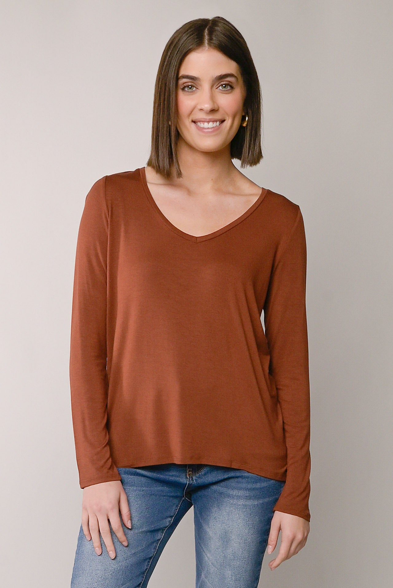 V-Neck Hi-Lo Top-Andora