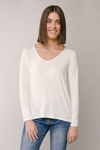 V-Neck Hi-Lo Top-White