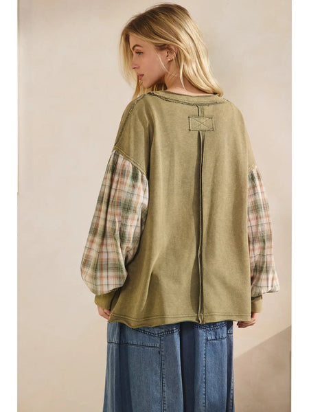 The Indie Flannel Contrast Pullover