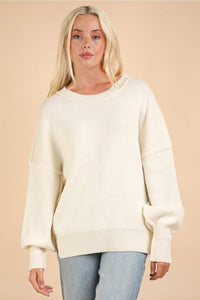 IVORY OVERSIZED SOLID KNIT TOP