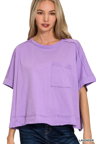 Raw Hem Oversized Tee- purple