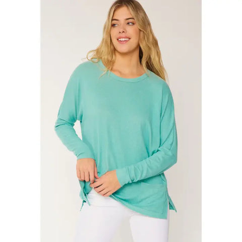 Pullover Brushed Hacci Knit Tunic Top