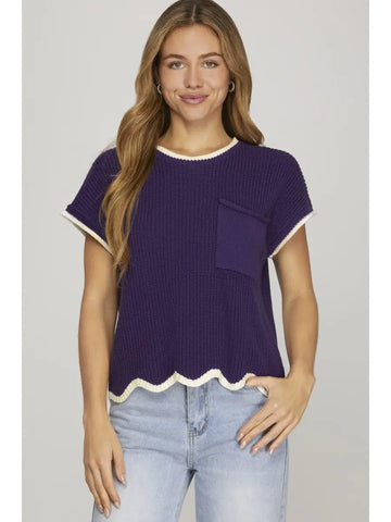 THE KICK OFF SCALLOPED TOP -PURPLE