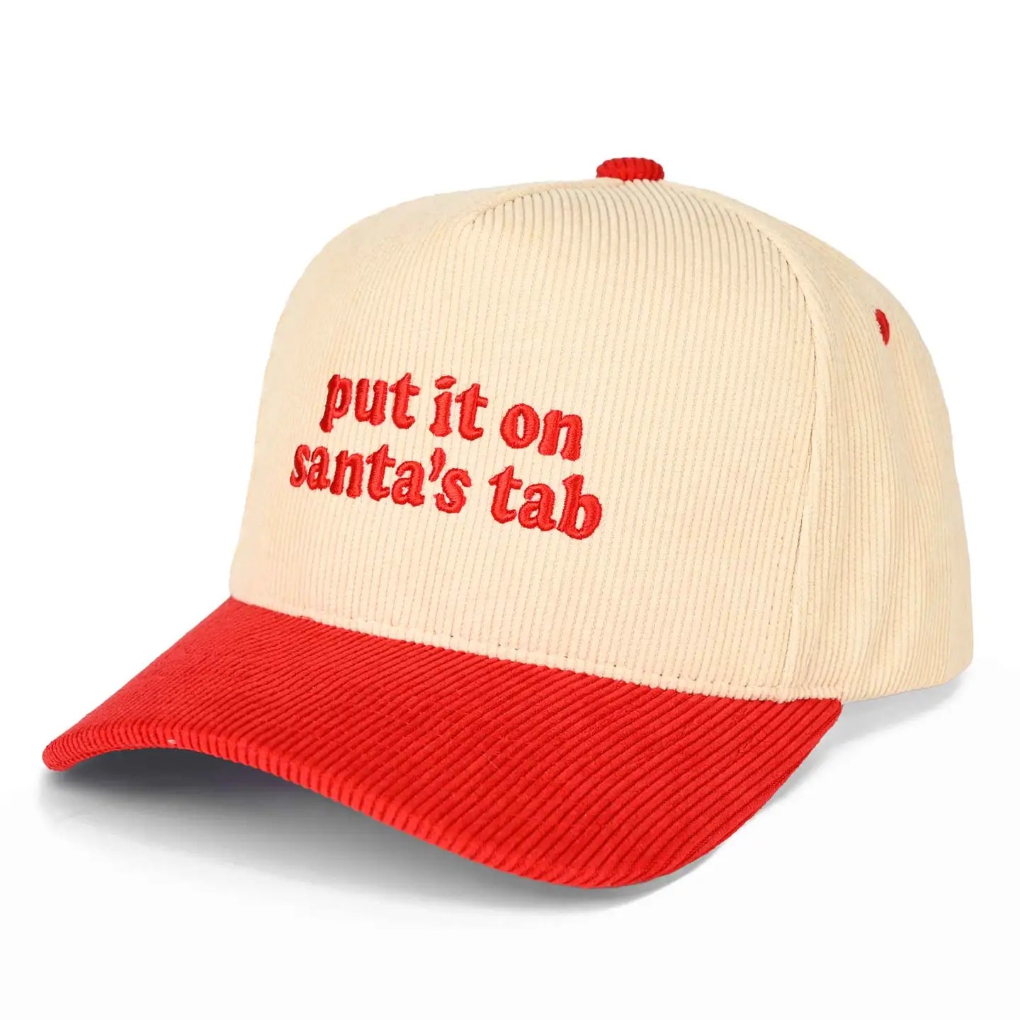 Corduroy Put It On Santa's Tab Hat RED
