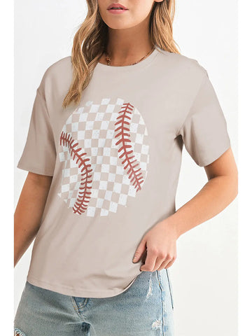 CHECKERED BASEBALL GRAPHIC T