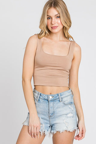 Square Neck Fitted Crop Top