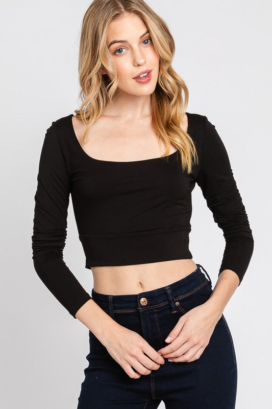 Double Layered Crop Top- BLACK