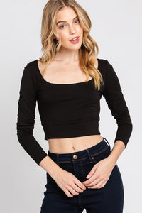 Double Layered Crop Top- BLACK