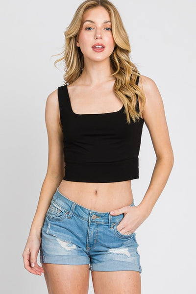Square Neck Fitted Crop Top