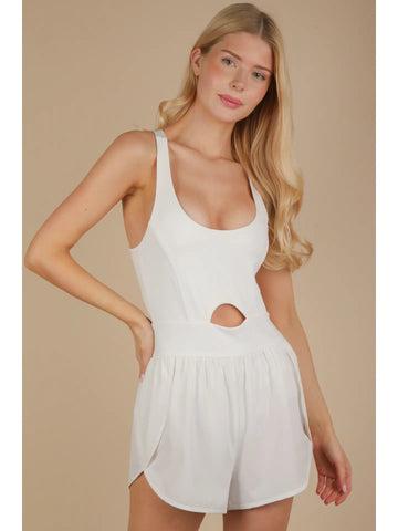 THE WORK IT OUT ROMPER-WHITE