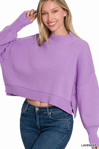 THE OVERSIZED CROPPED SWEATER- PURPLE