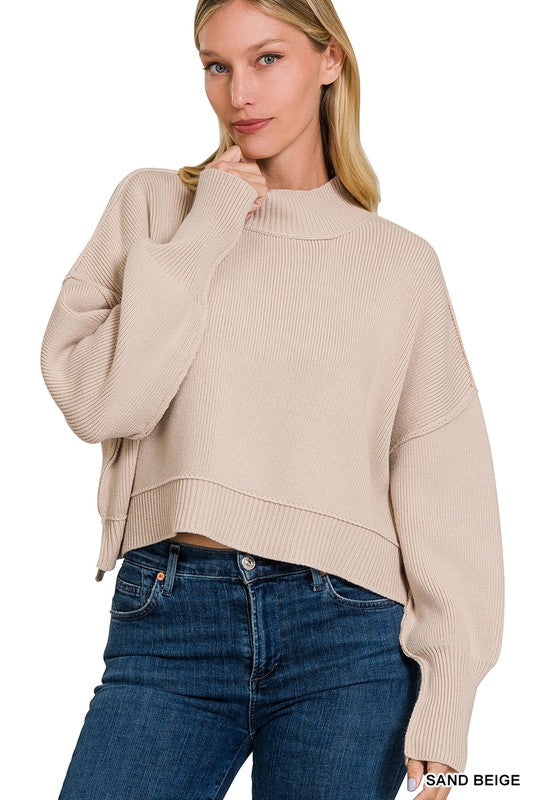 THE OVERSIZED CROPPED SWEATER- CREAM