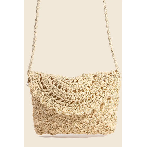 Intricate Straw Braided Envelope Hand Bag