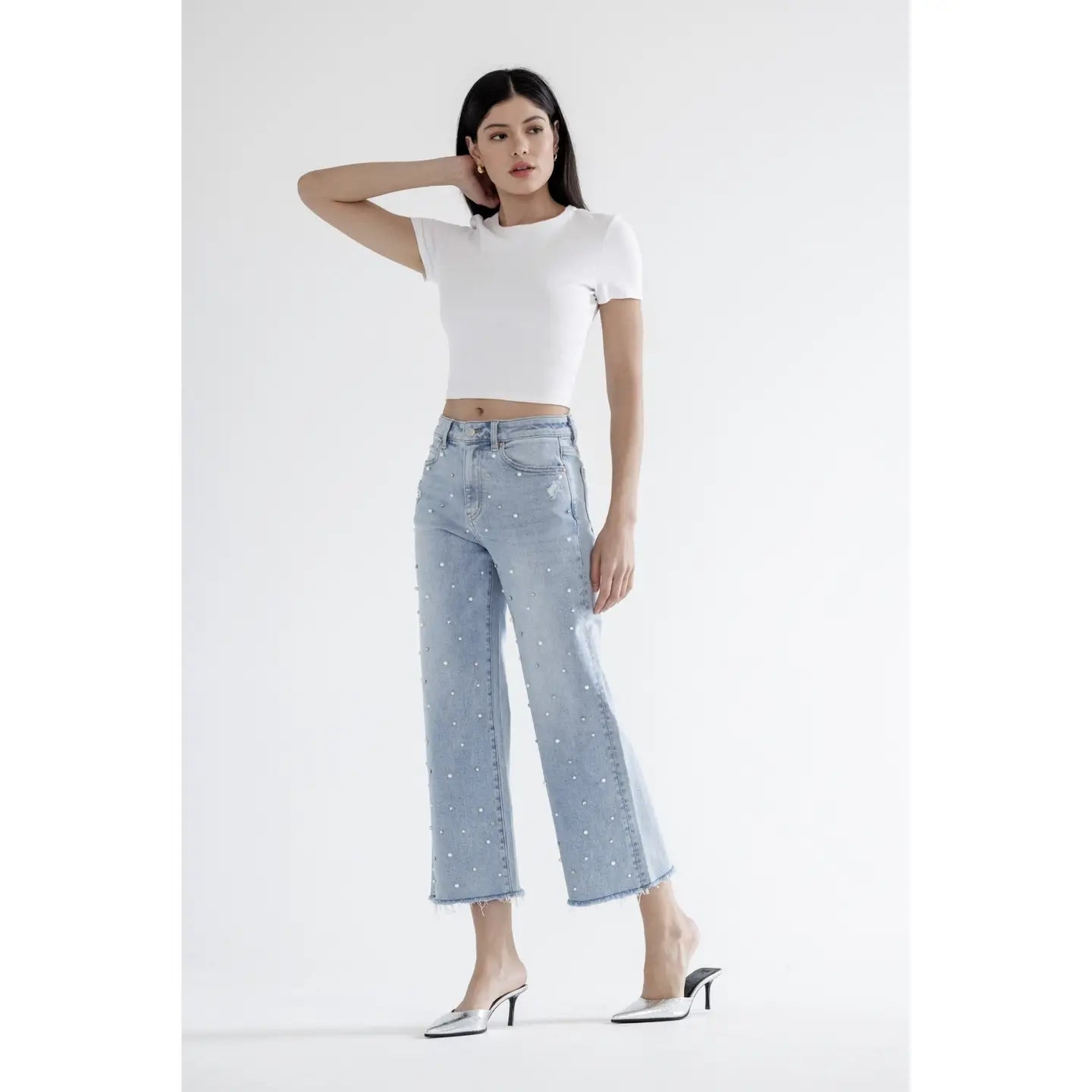 High Rise Wide Leg with Embellishment