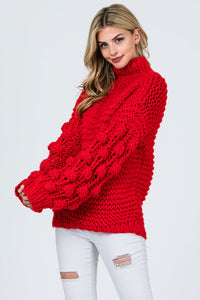 HAND KNIT SWEATER-RED