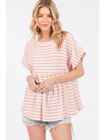 Striped Tunic Short Sleeve Top