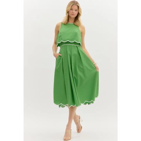 Solid Sleeveless Midi Dress