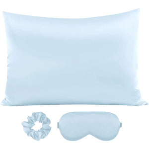 Satin Sleep Set light blue