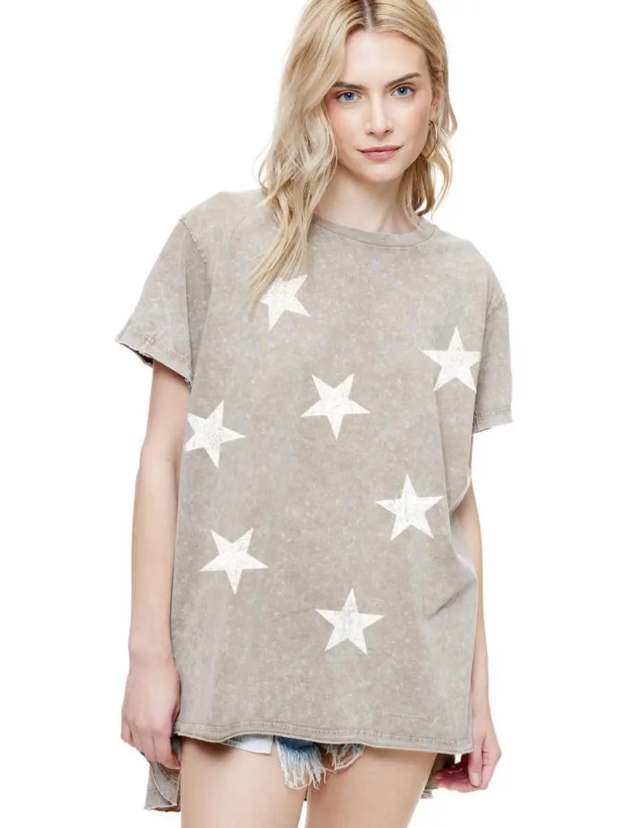 Multi Stars Graphic S/S Tunic Top