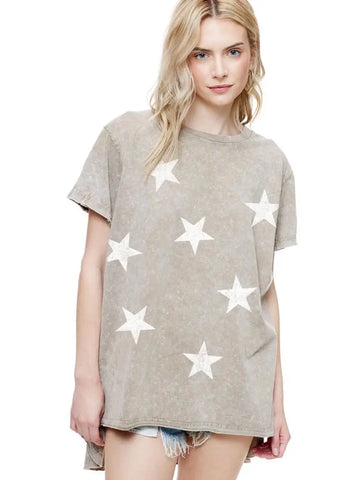 Multi Stars Graphic S/S Tunic Top