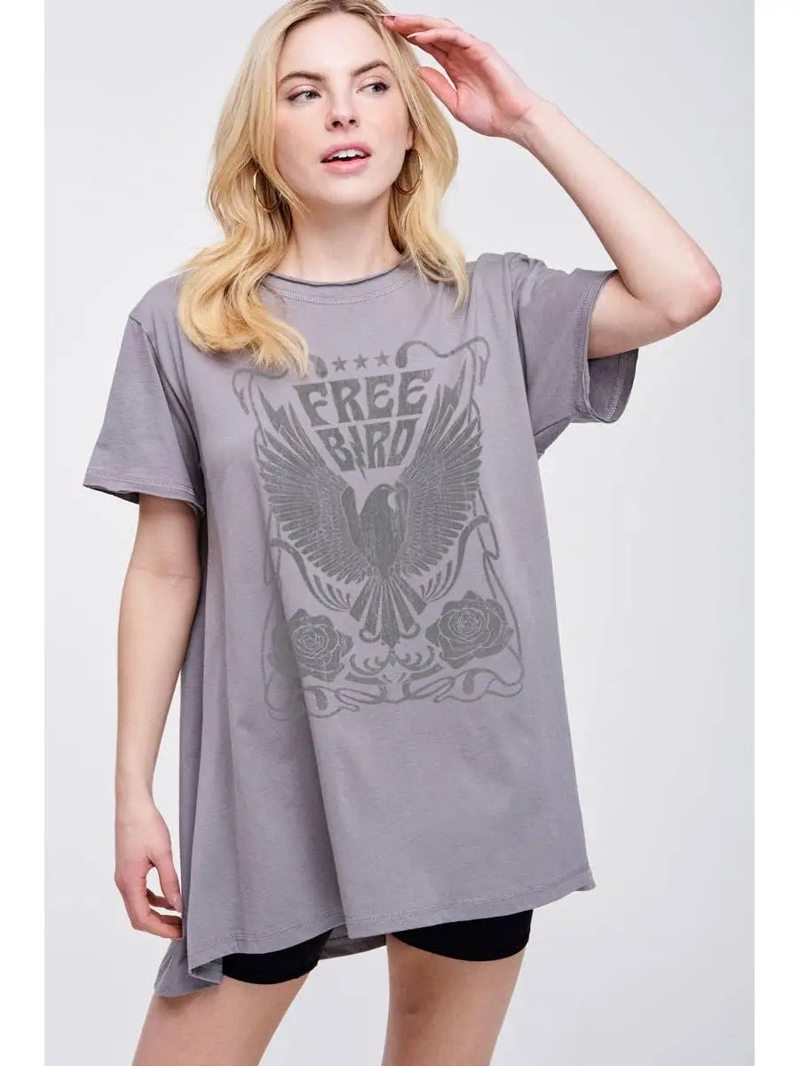 Free Bird Vintage Graphic Cotton Tuni