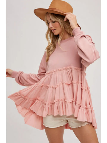 Tiered Ruffle Hem Sweatshirt