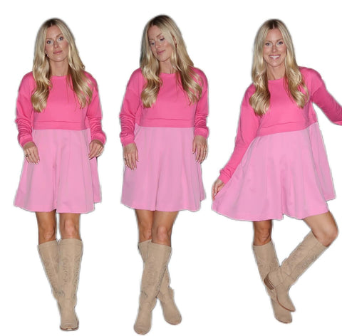 THE SWEATSHIRT DRESS-PINK