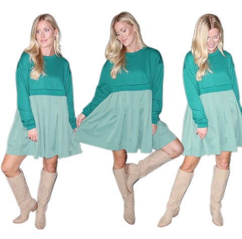 THE SWEATSHIRT DRESS-TEAL