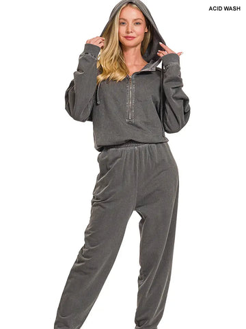 Enzyme Washed French Terry Jumpsuit
