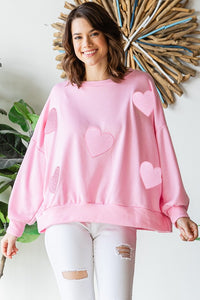 Valentine's Sequin Hearts Sweatshirt- PINK