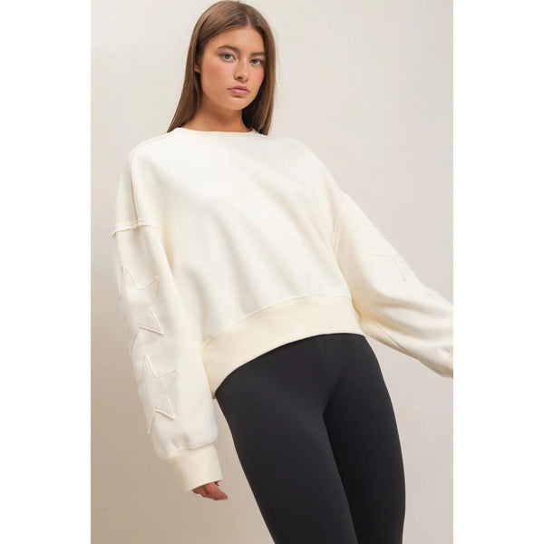 Star Patch Sleeve Sweatshirt