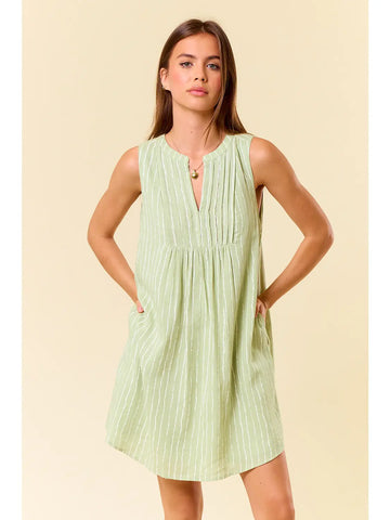 Pintuck Sleeveless Woven Dress