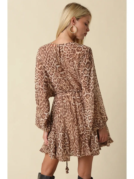 Dani Leopard Long Sleeve Mini Dress