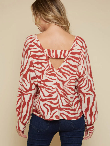 Rust Printed Dolman Sleeve Top