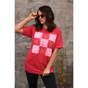 Checkered Bows & Hearts Tee