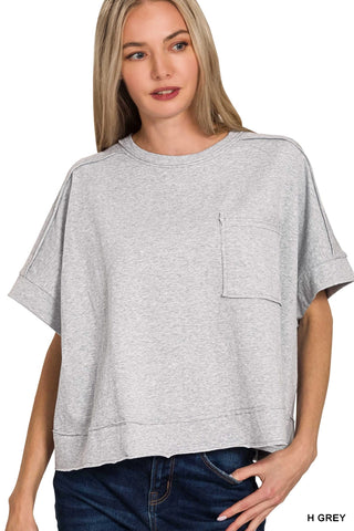 Raw Hem Oversized Tee- gray