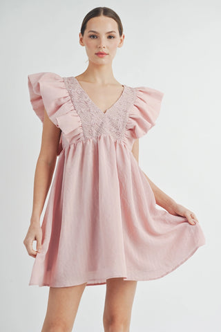 Rose Babydoll Mini Dress