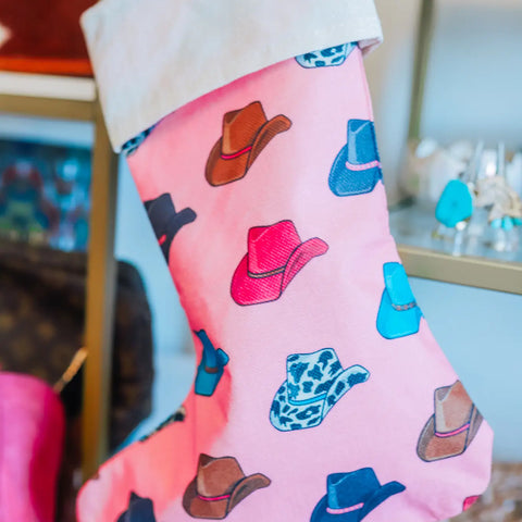 Pink Cowboy Hat Christmas Stocking