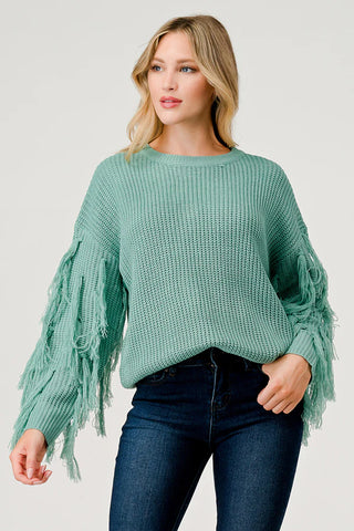 SAGE FRINGE SWEATER