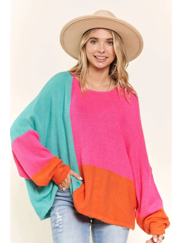 THE COZY COLOR BLOCK OVERSIZED SWEATER