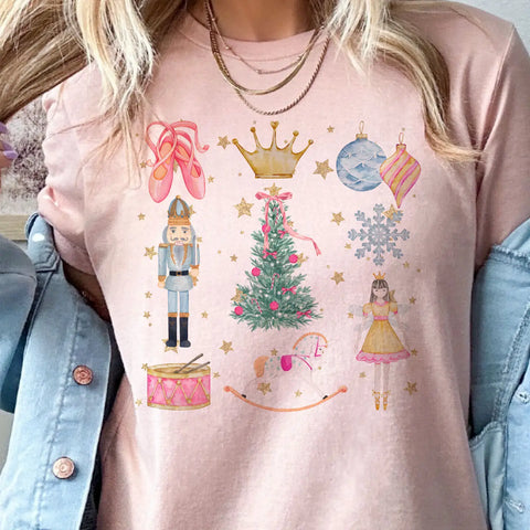 Nutcracker Christmas Collage Tee Coquette Christmas Tshirt