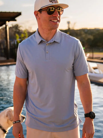 Performance Polo - Heather Sky Blue