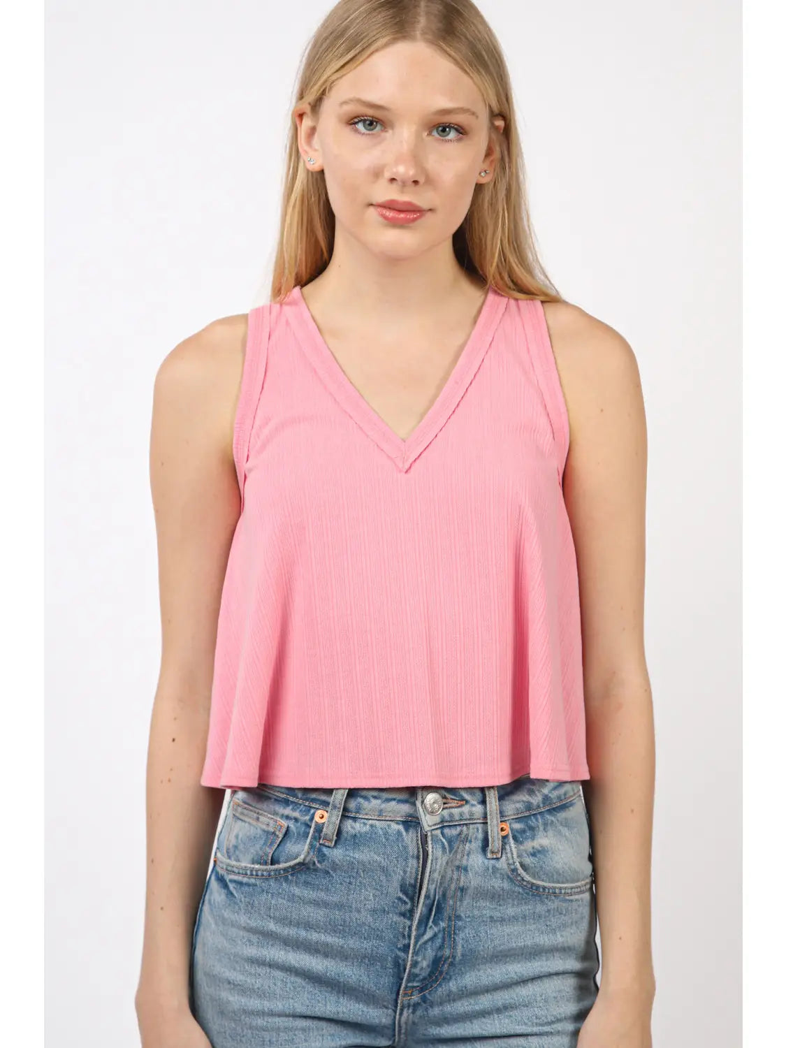 Sleeveless Soft Knit Swing Crop Top