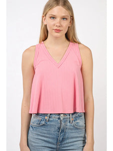 Sleeveless Soft Knit Swing Crop Top