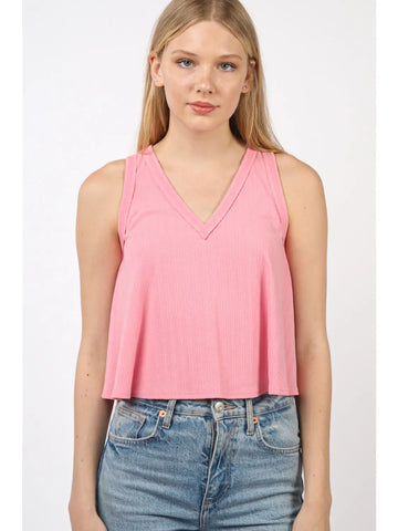 Sleeveless Soft Knit Swing Crop Top