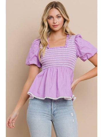EMBROIDERED LAVENDER TOP
