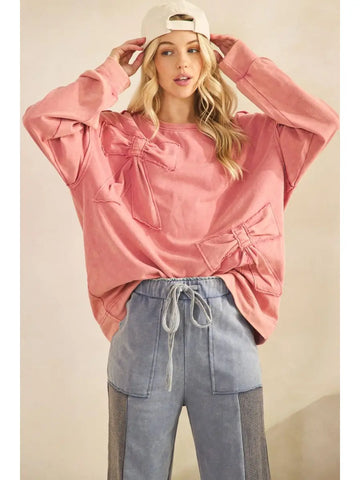 French Terry Bow Detail Sweatshirt