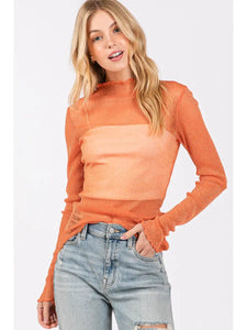 Game Day Metallic Mesh Long Sleeve Top