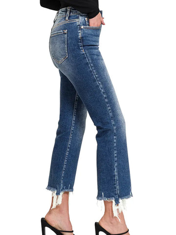 Distressed Crop Flare Denim Pants